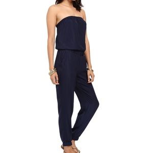 Lilly Pulitzer Emiko Strapless Jumpsuit True Navy Satin